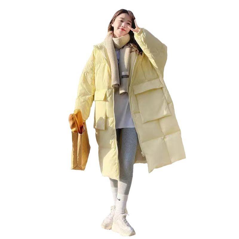 Milk Yellow Down Cotton Clothes Women's Winter New Medium and Long Loose Bread Clothes Cotton Clothes Thickened Coat