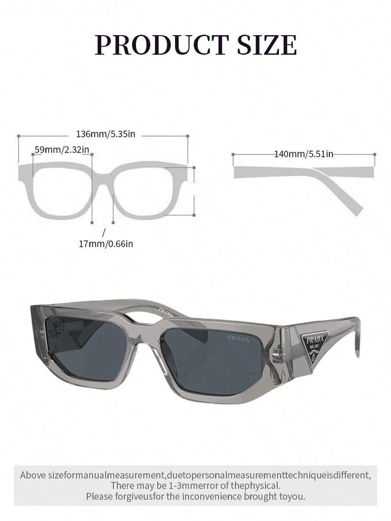 Prada PR09ZS Transparent Grey Sunglasses, Modern UV400 Shades with Triangle Logo