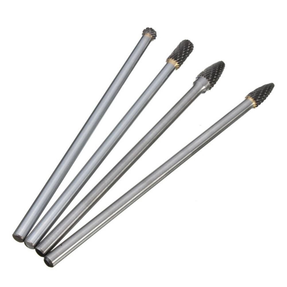 Power Tool-4pc Rotary Burr 1/4 Inch 6mm Shank 150mm Long Carbide Cutter CNC Engraving Bit