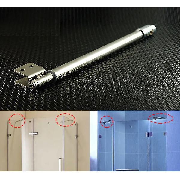 Edelstahl Duschglas Tür feste Stange/Klemme, Badezimmer Glasstützstange, Abgeschrägte Klemme, Dehnbare Länge, Duschzubehör