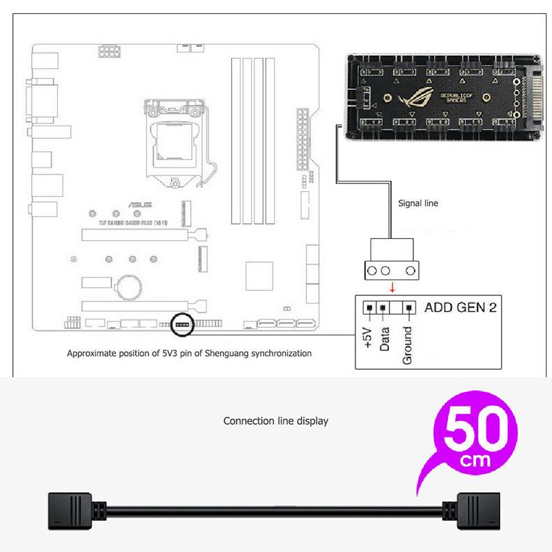 5V 3-Pin Rgb 10 Hub Splitter Alimentazione Sata Adattatore 3Pin Argb Cavo Di Estensione Acquista In Modo Economico - Spedizione Gratuita, Recensioni Reali Con Foto - Foto 6