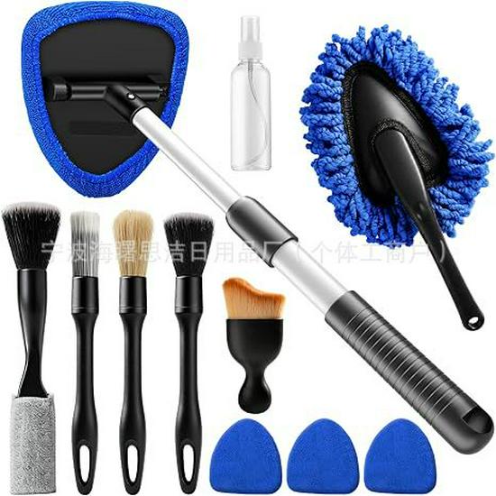 Telescopic Microfiber Car Window Cleaning & Defogging Brush Set