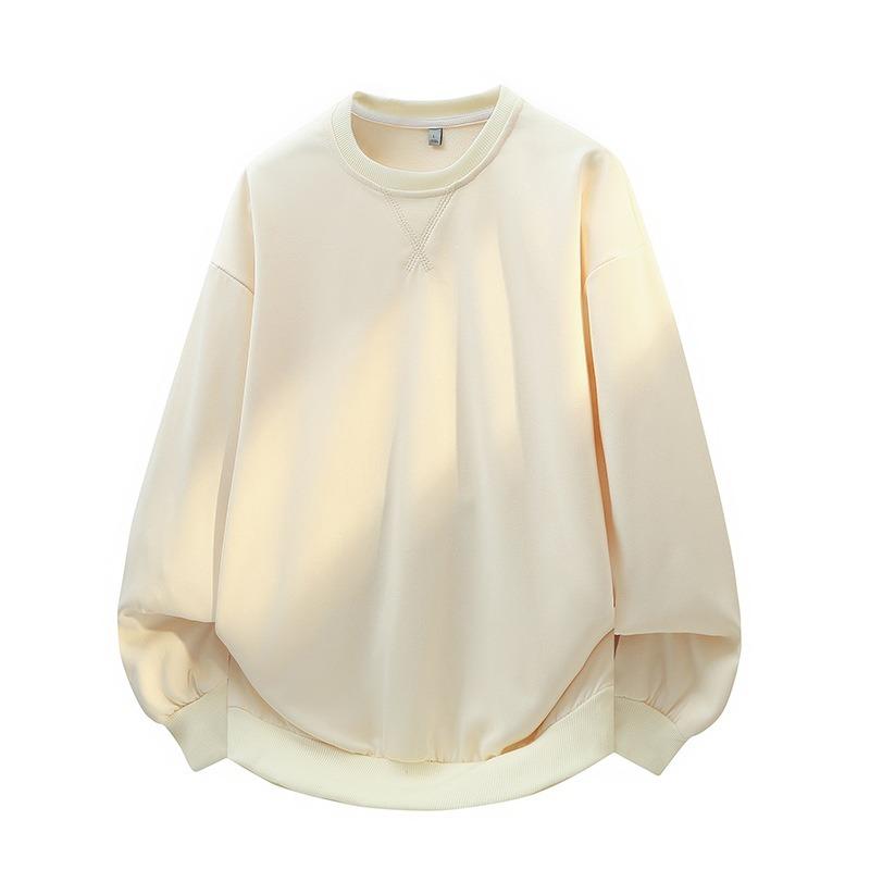 Men S Long Sleeve Loose Solid Color Hoodless Casual Sweatshirt