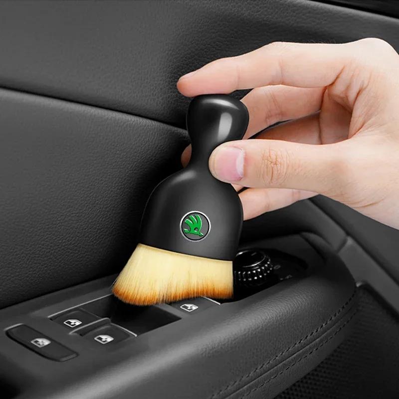 Car Sticker 2025 Hot Car Interior Cleaning Soft Brush Tool Dust Remover For Skoda Fabia Kodiaq Kamiq Superb Yeti Octavia Enyaq R