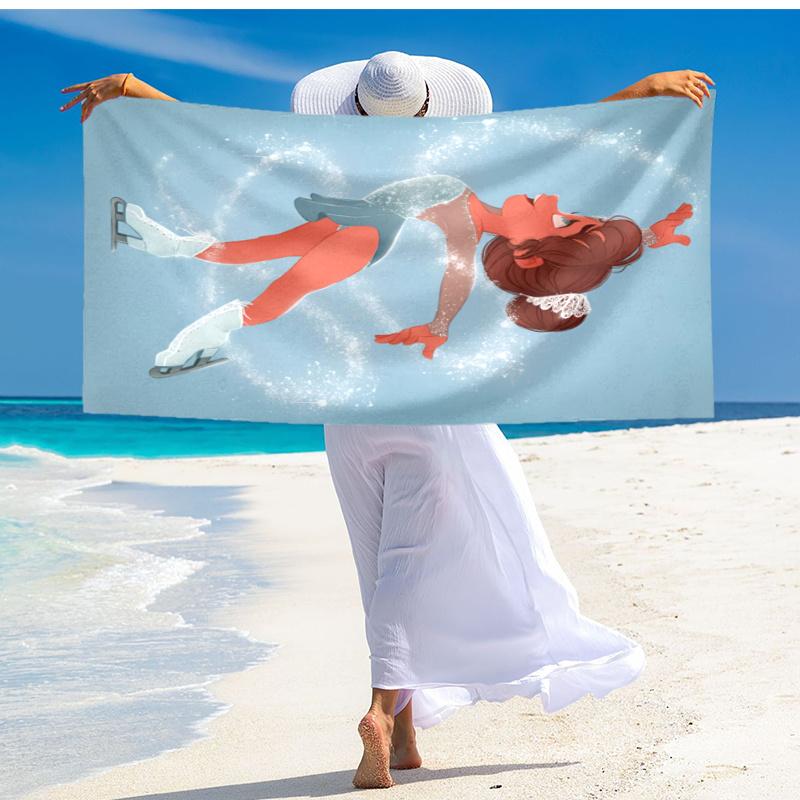 Ultra Soft Beach Towel with figure skating Theme,Ideal for Pool,Camping, Diving,Perfect Travel Essential, Vibrant Beach Towel.