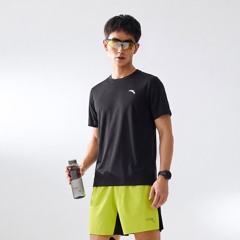Anta Plain Round Neck Short Sleeve Sports T-Shirt Men tops Black 952627103-4