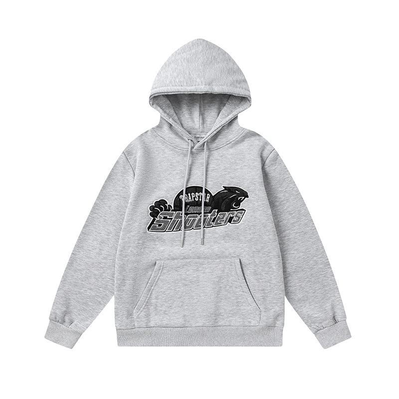 Trapstar towel embroidered letters fleece-lined zipper jacket, hooded sweatshirt pants, couple set