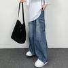 Pánské volné cargo džíny s mnoha kapsami, jednobarevné, zapínání na zip, volné, rovné, široké nohavice, podzimní džínové kalhoty, streetwear