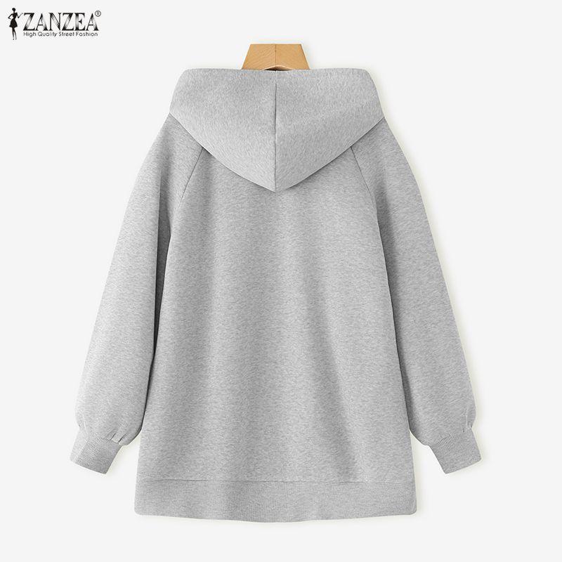 ZANZEA Damen Kapuzenpullover Lässig Langarm Herbst Kapuzen-Sweatshirts