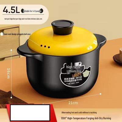 ZISIZ Keramik-Tontopf mit gelbem Deckel, 4,5 l