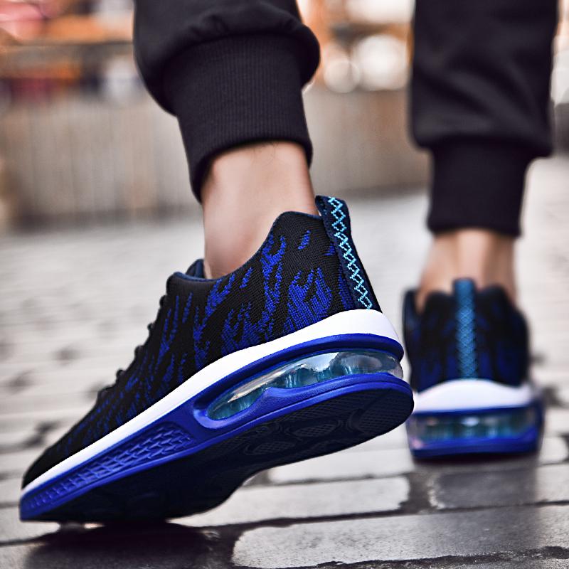 New Flying Woven Breathable Non-slip Air Cushion Sports Shoes for Men 46 Large Size Students Springback Running Shoes