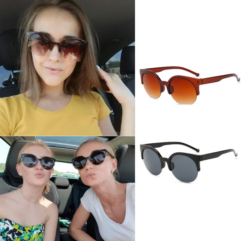 Retro Vintage Cat Eye Sunglasses Half Frame Sunglasses Women Sun Glasses Anti-UV Sunglasses Female Travel Party Glasses New