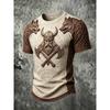 2027 Summer Best-selling Men's Vintage Viking Style 3D Printed Outdoor Sports Breathable T-Shirt Family Style Shirt