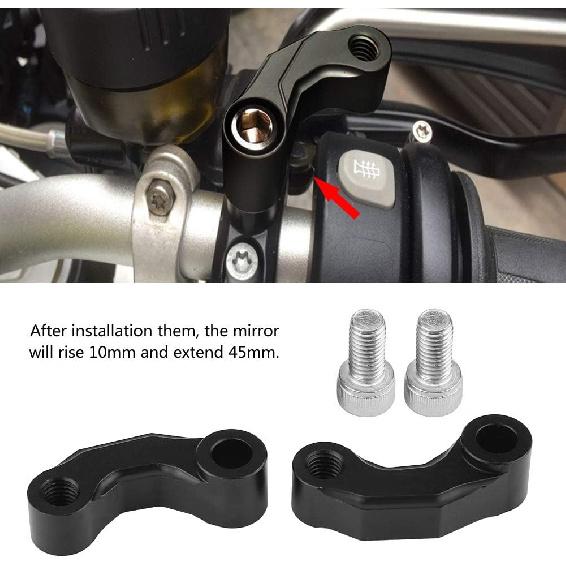 Aramox Universele 10mm Stuur Spiegelhouder Verhogers Verlengstukken Adapters Motorfiets Spiegel Verhoger Verlengbeugel voor R1200GS LC/ADV 13-18 R nineT/R1200R