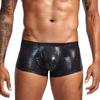 Sexy Men's Shiny Imitation Leather Boxers Shorts Underwear Men Snake Skin Underpants U Convex Pouch Boxer Shorts Underwear for Man