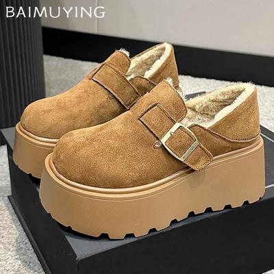 Fur Platform Women Ankle Boots Flats Suede Shoes Woman 2025 Trend Winter Fashion Designer Casual Walking Warm Women’s Snow Botas
