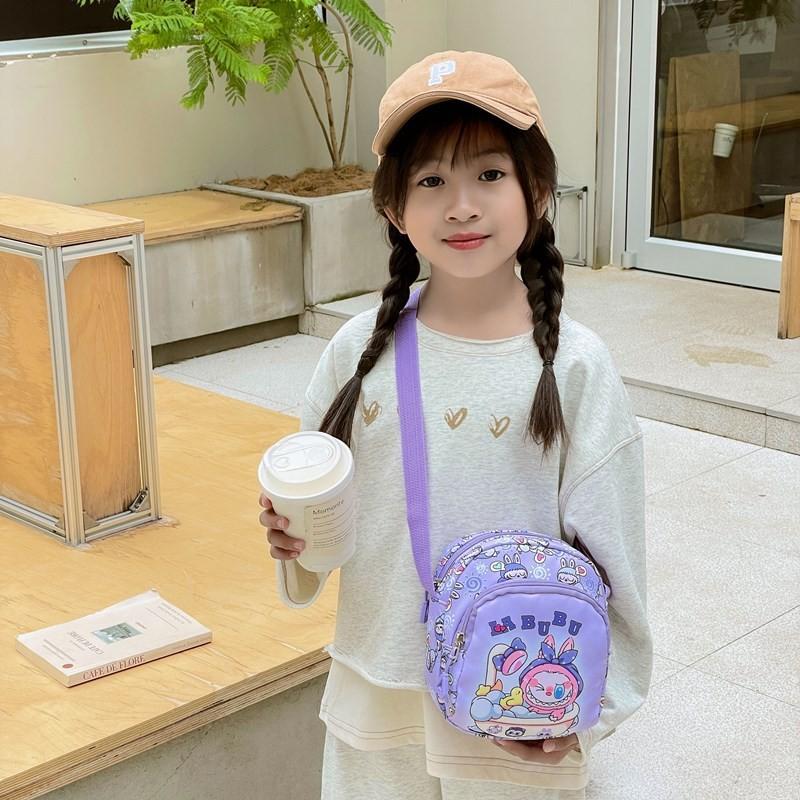 And Fun Colorful Labub Girls Nylon Shoulder Bag With Unique Plaid Pattern Playdates For