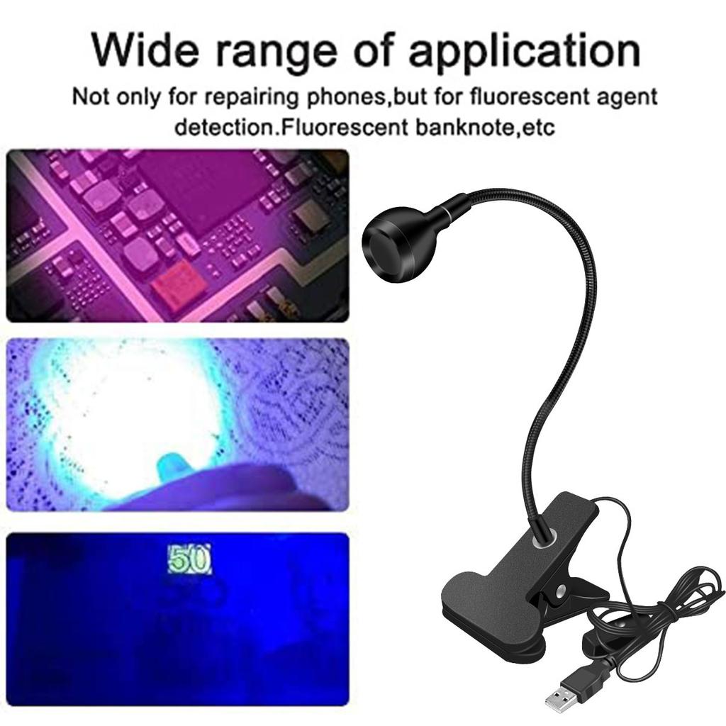 3W LED Ultraviolet Light with 4 Dimmable Brightness Flexible Lamp USB-powered UV Gel Curing Lamp for Fluorescent