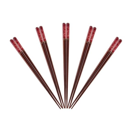 J-kitchens Chopstick Set, 5 Pairs, Acrylic Resin & Natural Wood, Dinner Standard, Akuria Kiriko Mats