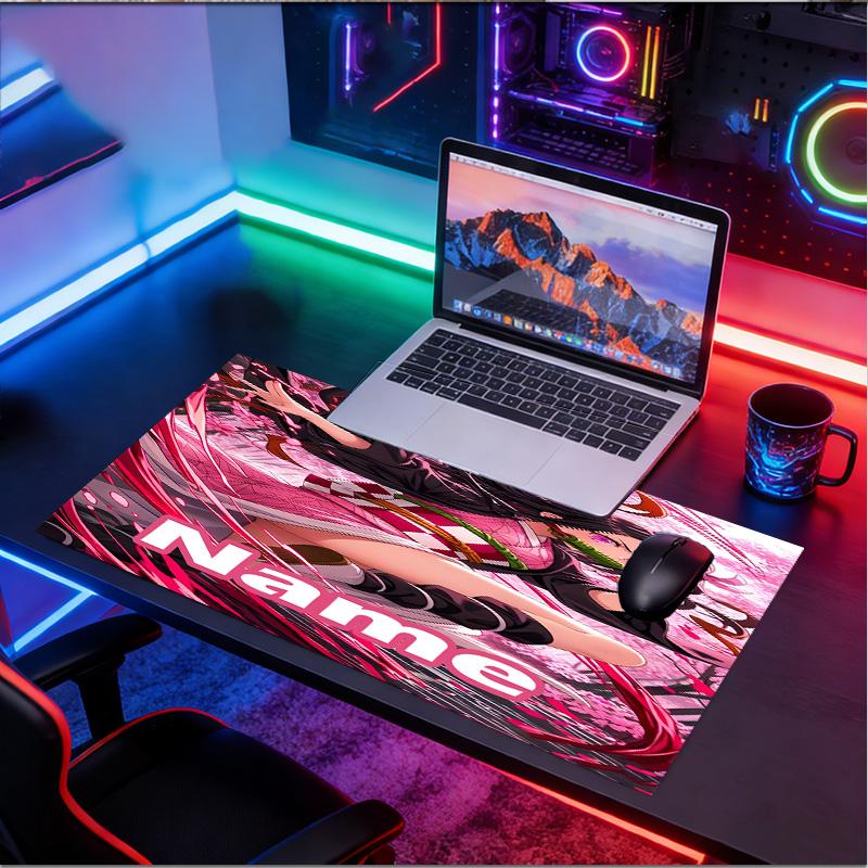 Custom Name Personalized Demon Slayer Pattern Mousepad, Laptop PC Desk Mat, Decorative Desk Mat for Home Keyboard Pad Gift