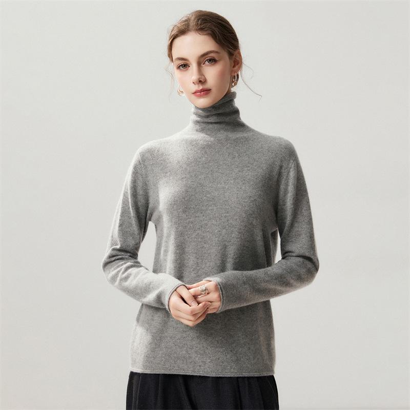 Lekasha Women's Cashmere High-Neck Twelve-Needle Knit Sweater