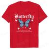 Blue Butterfly Print and Inspirational Slogan Print Tshirt Unisex Women Fashion Round Neck Loose Tee Shirt Streetwear Tshirt Tees