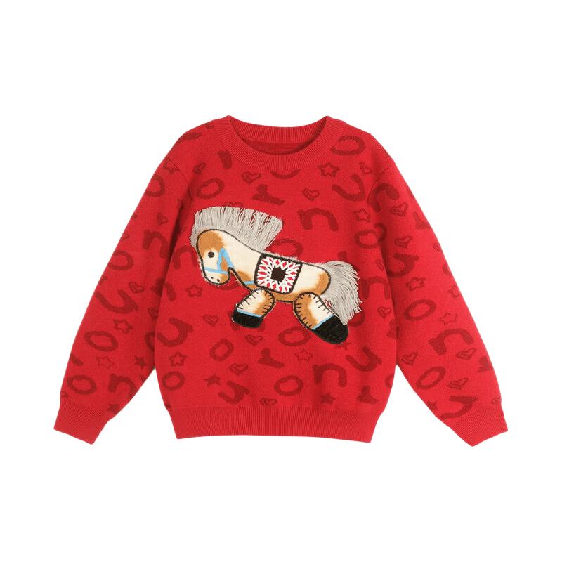 LUSON Red Year of the Horse Family Knit Sweaters