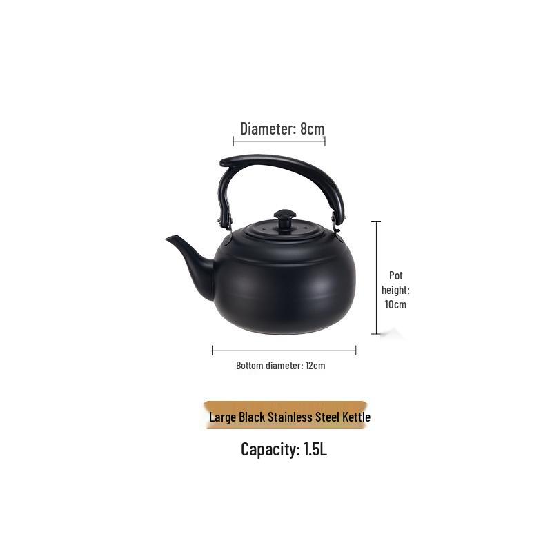 Thickened Stainless Steel Black Classical Teapot for Restaurant and Hotel, Induction-Compatible, Small Tea Art Kettle.