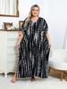 EDOLYNSA 2024 Casual V Neck Stripe Tie-Dye Loose Kaftan Women Summer Boho Printed Plus Size Beach Dress Vacation Swimsuit Cover Up Q1218
