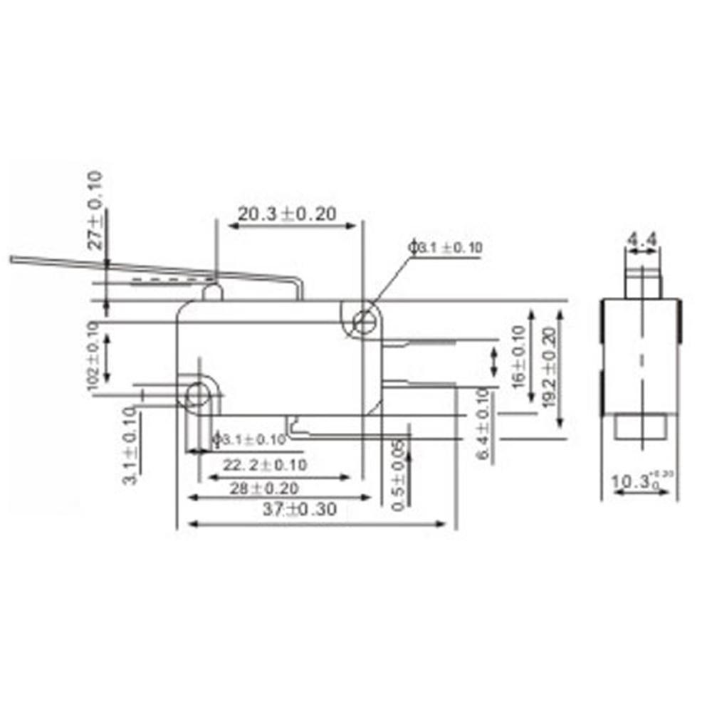 KW7-9 Micro Switches Momentary Microswitch Long Lever SPDT 1NO 1NC 125V 250V 16A, 6-Pack