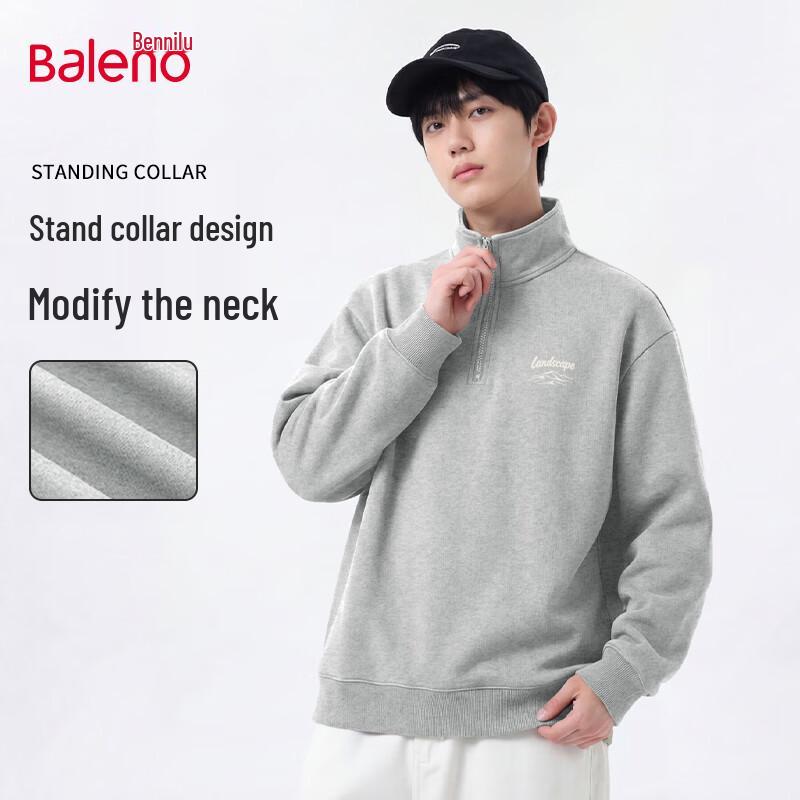 Baleno Men's Long Sleeve Half-Zip Stand Collar Sweatshirt