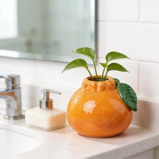 Bedroom Decoration Vase Fruit Shaped Vase, Decorative Ceramic Creative Plant Pot, Compact Colorful Home Decor Flower Container for Living Room Kitchen