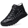 Fashion Men's Casual Shoes Fashion Genuine Leather Crocodile Print Sneakers Leather Shoes Luxury Designers Wool Inside Warm Snow Boots