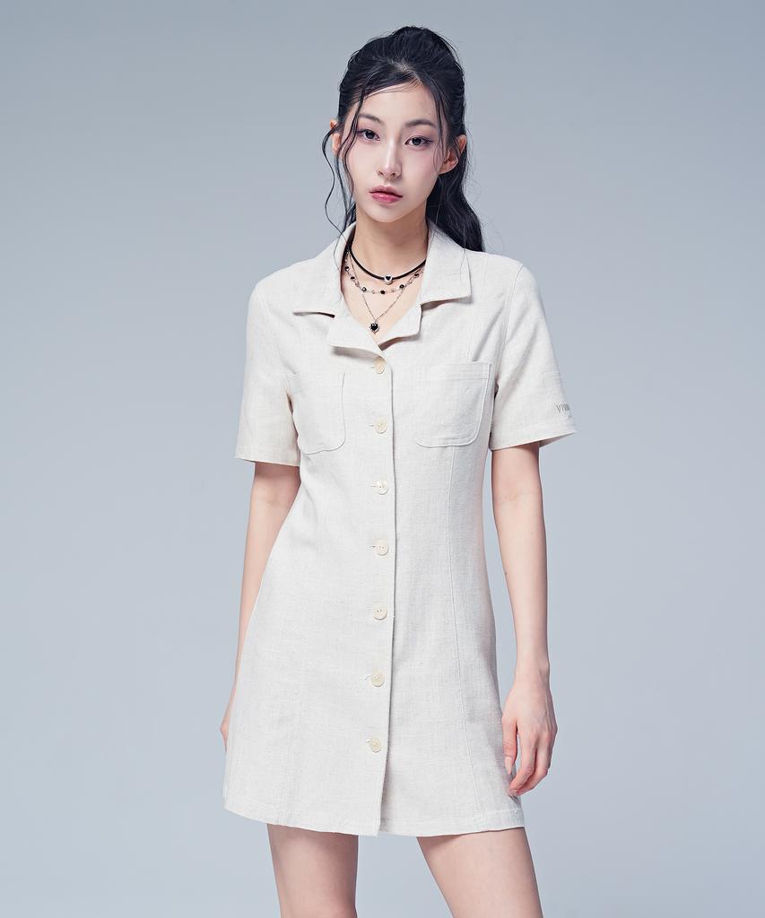 AVANDRESS Linen Like Jacket Dress Oatmeal