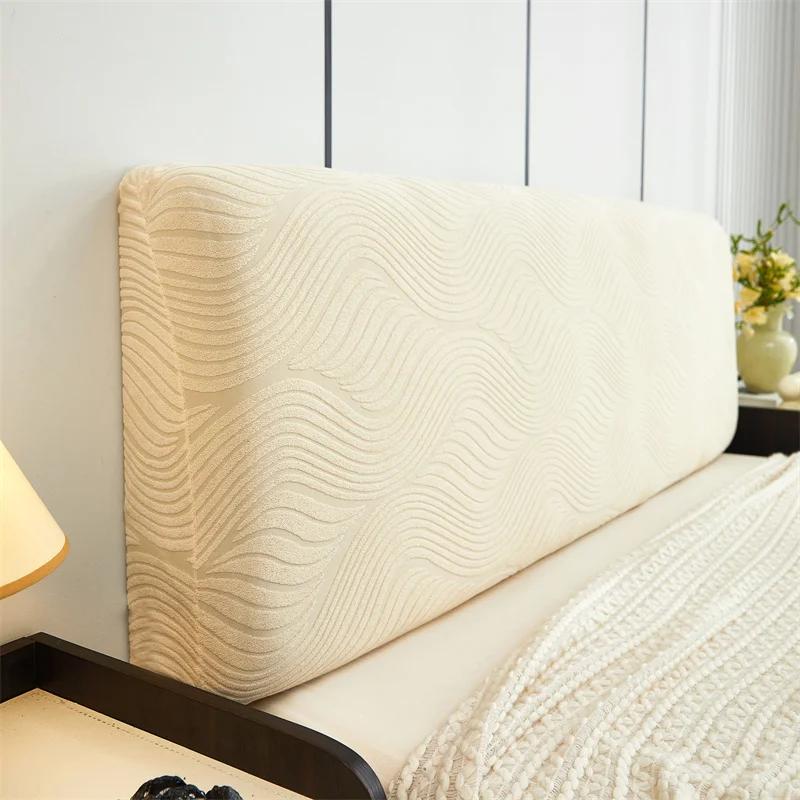 

1 PC Splash Proof Headboard Cover Wave Pattern Bed Head Cover Knitted Elastic Jacquard Bedside Cover for Bed in Bedroom Decor 120cm 47.24inch S