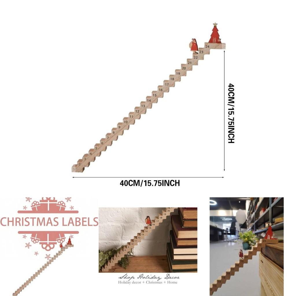 Advent Countdown Festive Santa Claus Staircase Wooden Christmas Countdown Calendar
