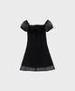 Alkialka Puff Chiffon Mini Dress (Black)