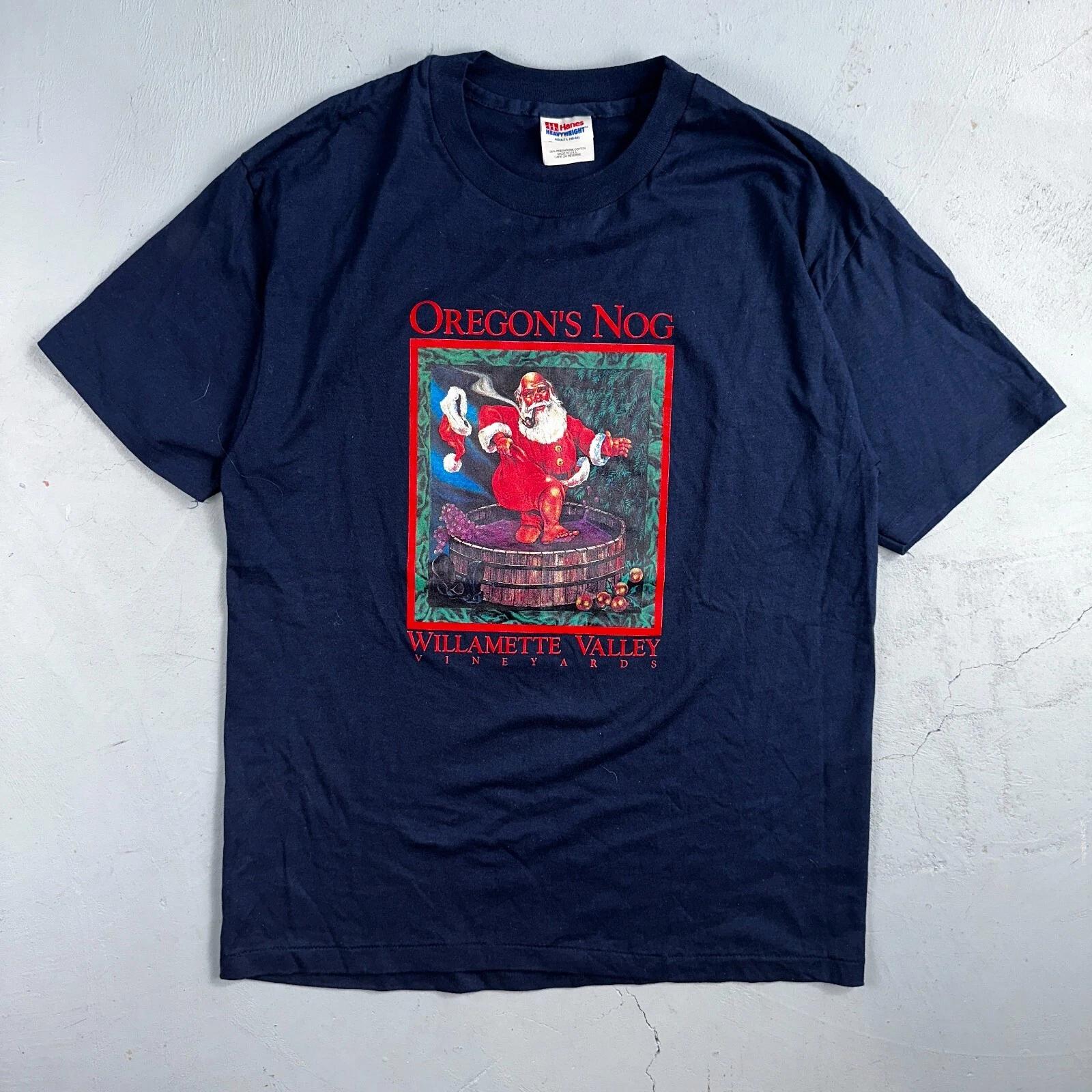 Oregon Santa Claus Feet Wine VTG T Shirt USA Funny Graphic Christmas Holiday 3XL