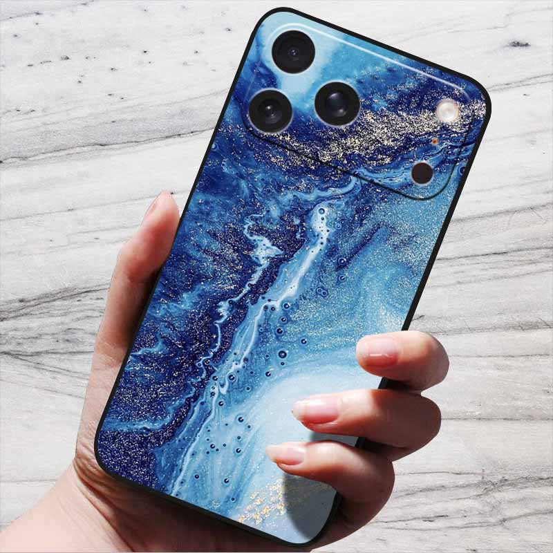 Marble Case For iPhone 16 Pro Max Black Edge Cover For iPhone17 Air 16e iPhone16 Plus Luxury Silicone Phone Cases Soft TPU Bag