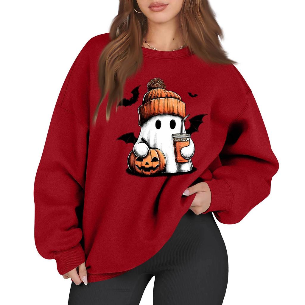 Women's Casual Fashion Long Sleeve Printed Round Neck Sweatshirt Top