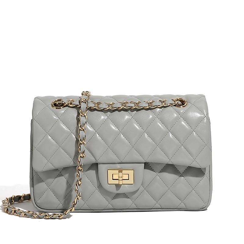 Women's Luxury Diamond Lattice Cowhide Chain Bag - Single Shoulder or Crossbody Style