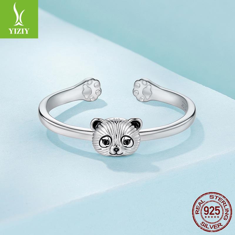 Cute Panda Open Ring Playful And Smart S925 Sterling Silver Animal Ring Jewelry
