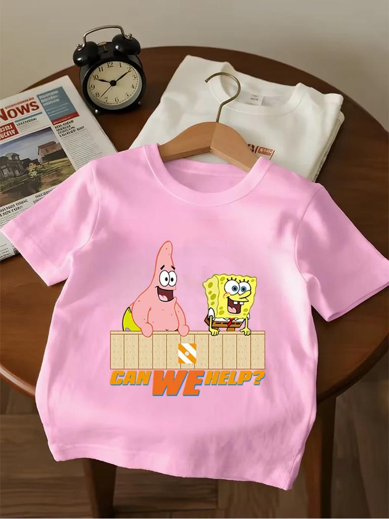 Patrick Star SpongeBob Short Sleeve Kids T Shirt Summer Cute Crewneck Boys Girls 3-14
