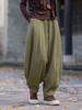 Johnature Women Vintage Bloomers Pants Solid Color Loose Trousers Winter Elastic Waist Chinese Style Pants