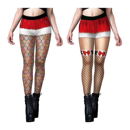 Women Leggings Fake Shorts Suspenders High-Waisted Close-Fitting Tailoring Tights with 3D Fishnet
