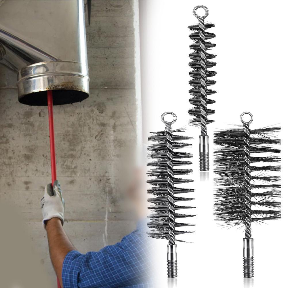 Steel Wire Brush Set Including Three Different Sized Brushes Perfect for Efficient Oven and Boiler Maintenance