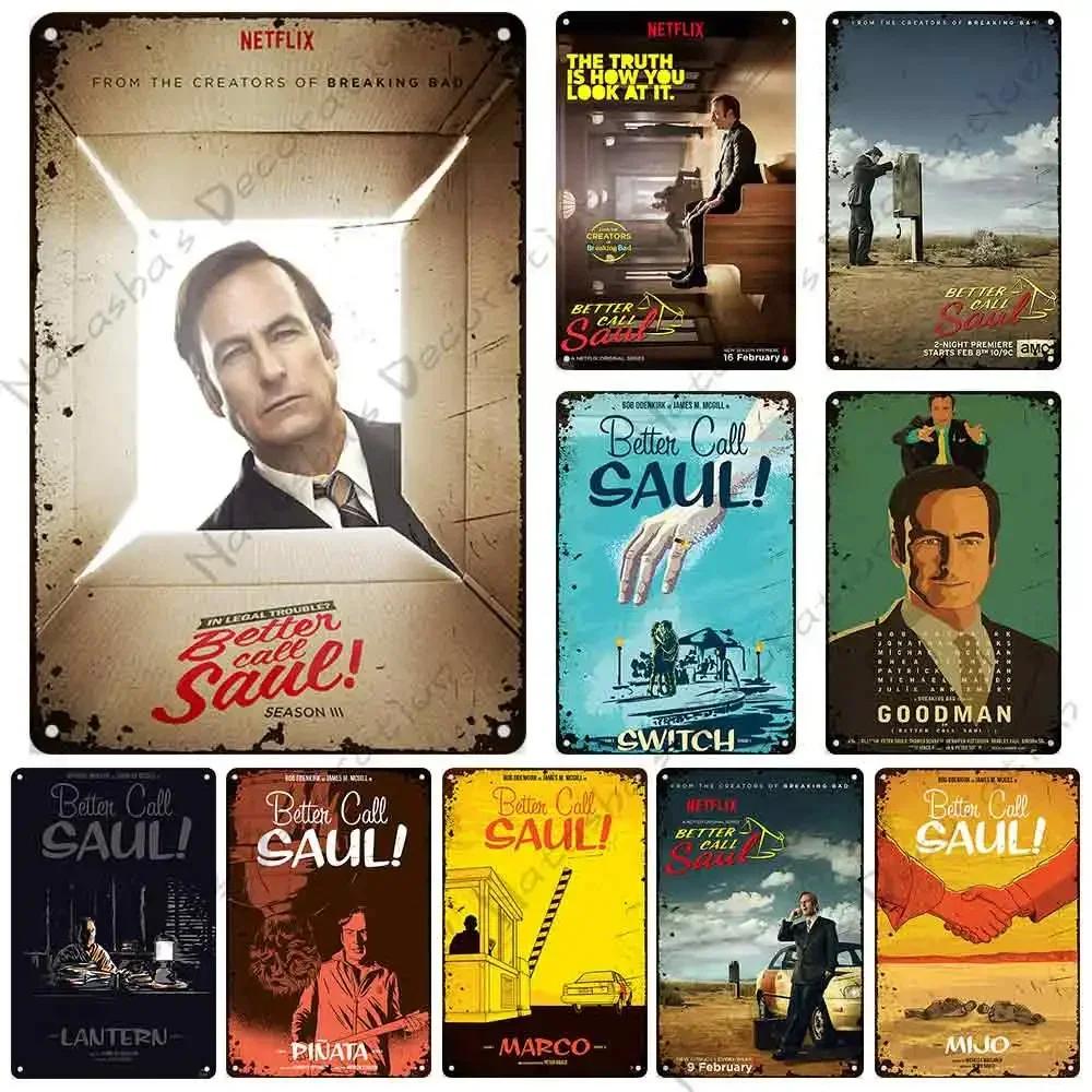 Piatto Decorativo Classico TV Better Call Saul Placca Metallica Latta Metallica Vintage Cartello Metallico Retro Poster Placca da Parete Decorazione Industriale