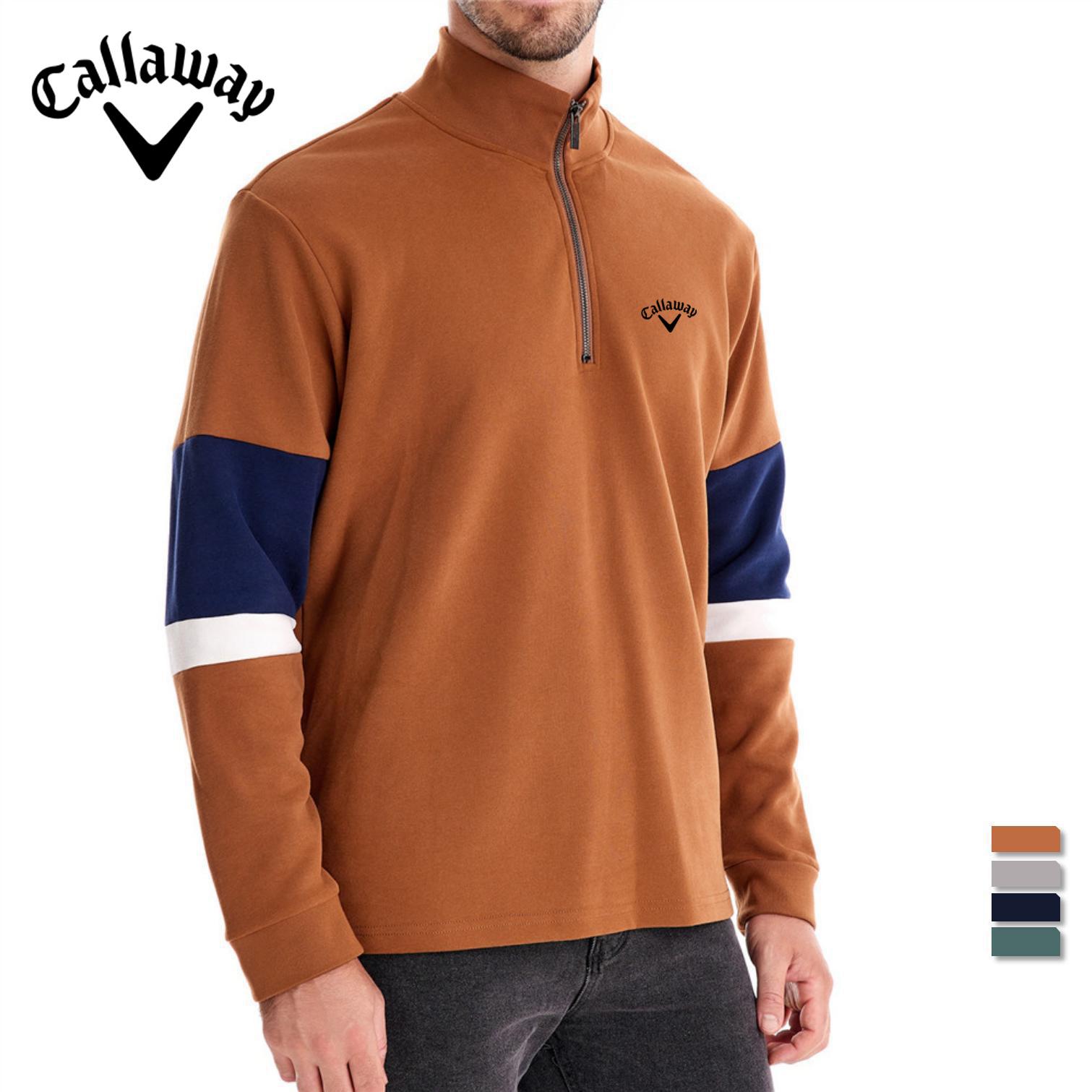 

Callaway 2024 New Embroidered Autumn Long Sleeve Polo Collar Hoodie Trendy European Size Contrasting Color Men s High Quality Hoodie S