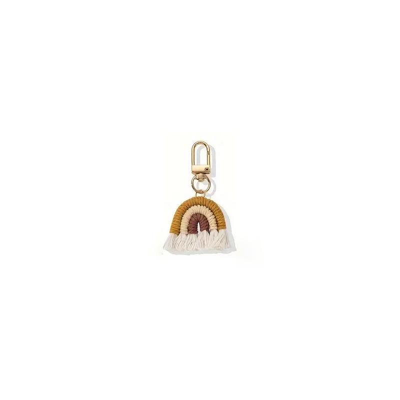 Hand-Woven Rainbow Keychain Pendant