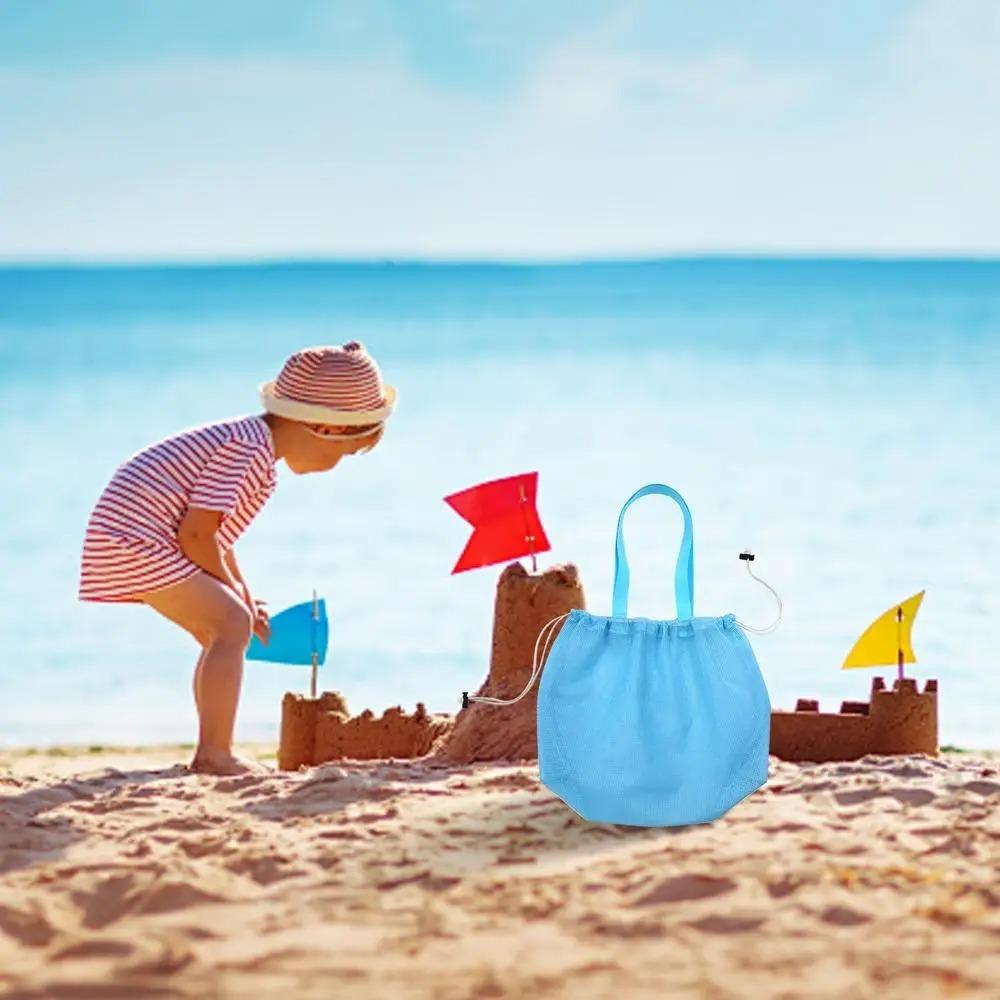 New Drawstring Beach Tote Handbag Waterproof Quick Drying Mesh Bag Washable Shoulder Bag Outdoor